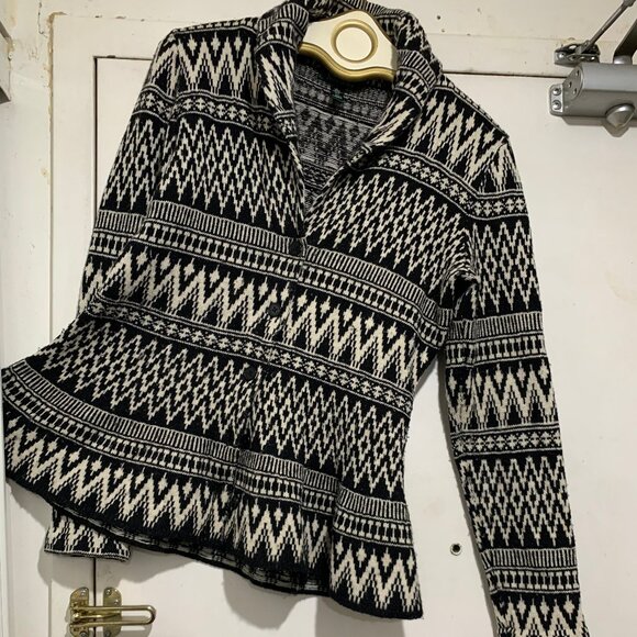 LAUREN RALPH LAUREN KNIT WOOL BLEND PRINT SHAWL SWEATERS SIZE L - Picture 12 of 15